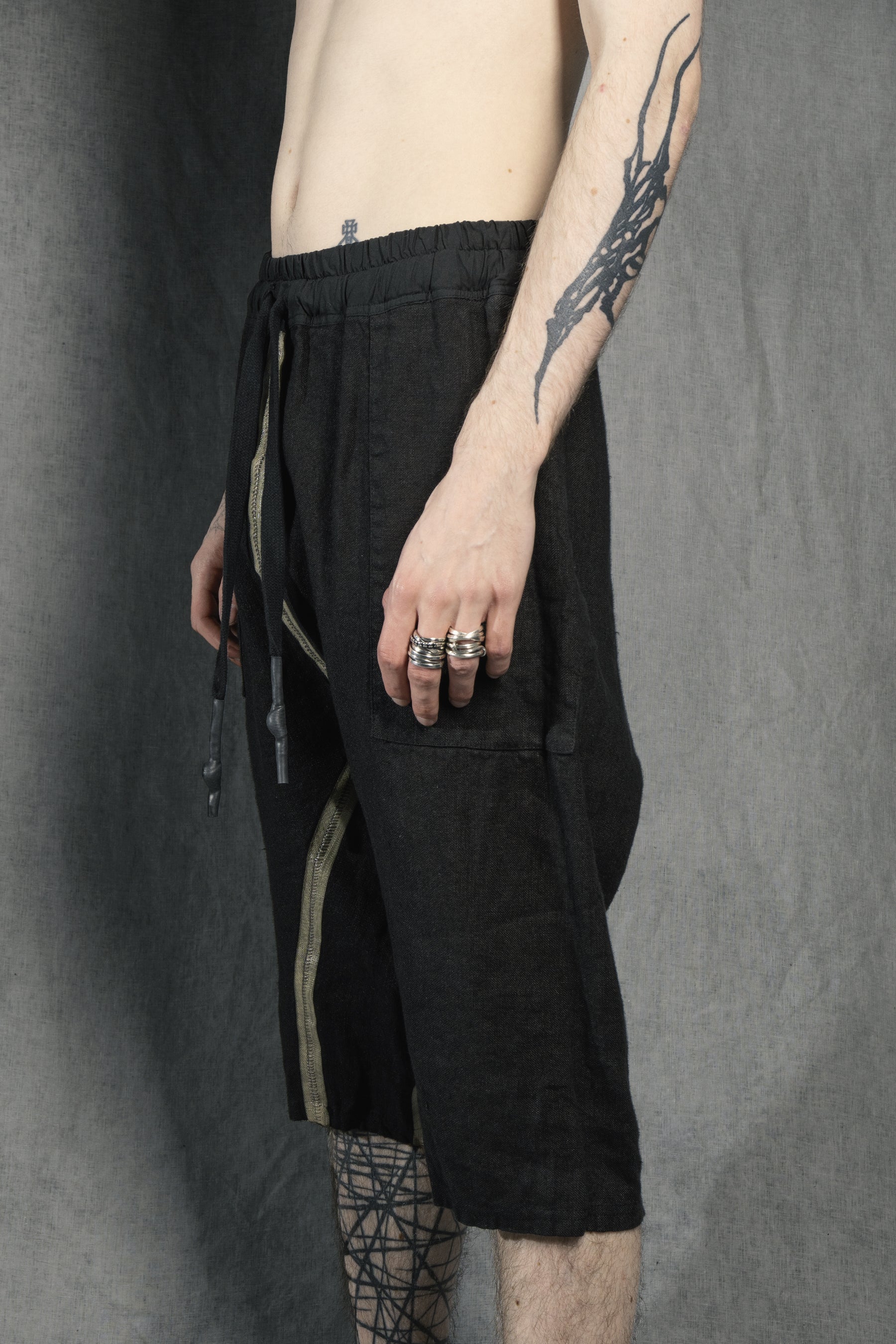 LC SHORT BANDÉ LINEN  NOIR